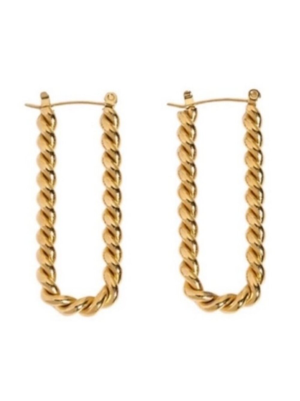 New! Gold Plated Cable Hoop Earrings (1058) NWOT